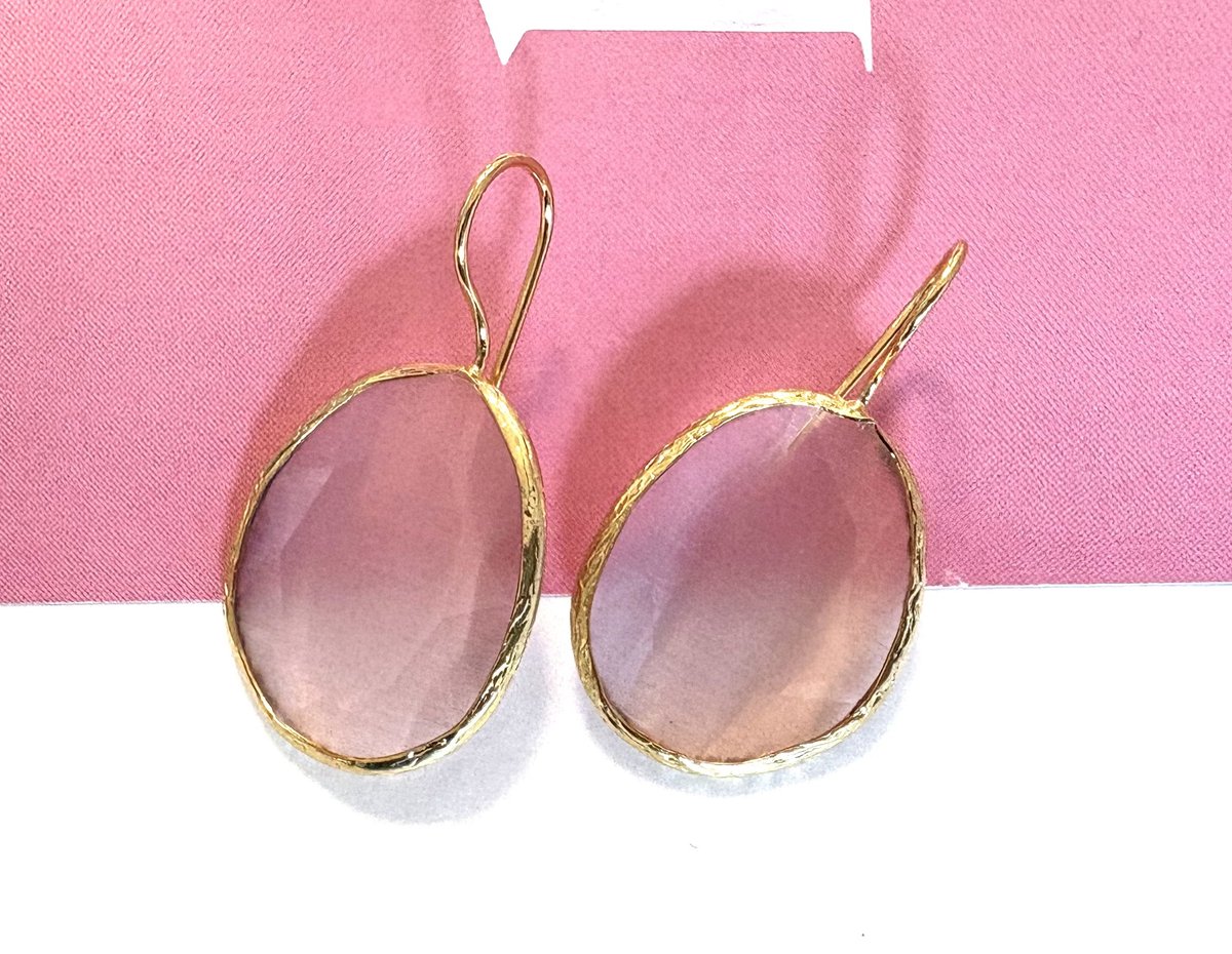 Oorbellen cateye steen roze groot