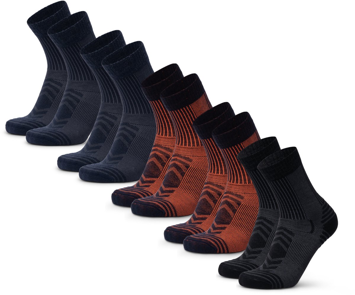 DANISH ENDURANCE Lichte Merino Wol Wandelsokken Dames en Heren Sportsokken anti blaren 5 paar Marineblauw