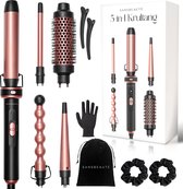 Brosse Thermique Sansbeauté® 5 en 1 38mm avec Accessoires - Brosse Chauffante - Fer à Boucler - Brosse à Boucler - Brosse Sèche- Cheveux Courts - Bigoudi - Brosse à Cheveux - Brosse Lissante - Multistyler - Coiffeur - Volume et Boucles