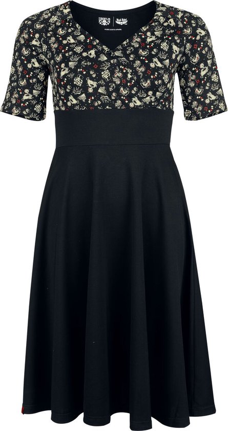 Robe midi noire à motifs Rock Rebel by EMP - Femme - L