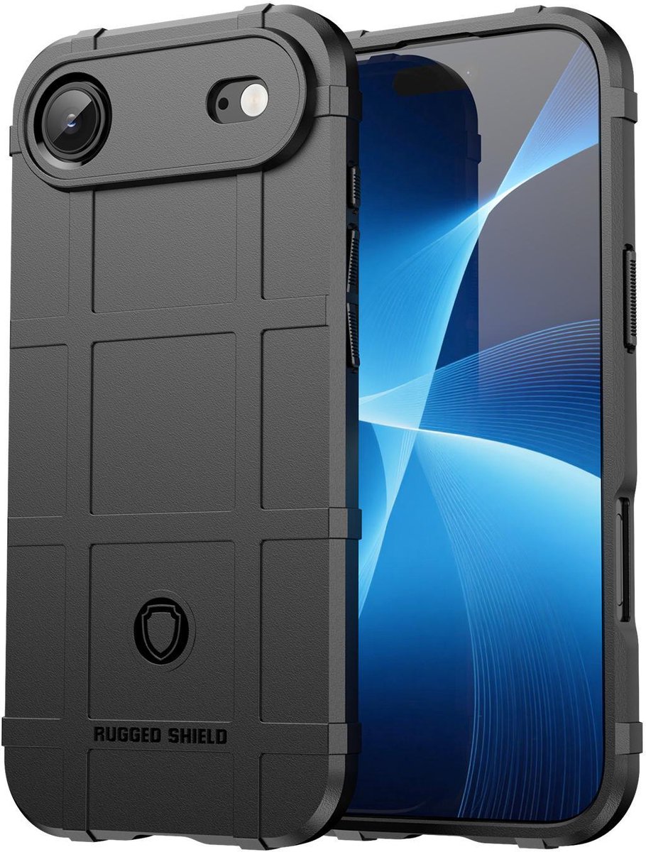 Mobigear Hoesje geschikt voor Apple iPhone Air Telefoonhoesje Flexibel TPU | Mobigear Rugged Shield Backcover Shockproof | Schokbestendig iPhone Air Telefoonhoesje | Anti Shock Proof - Zwart