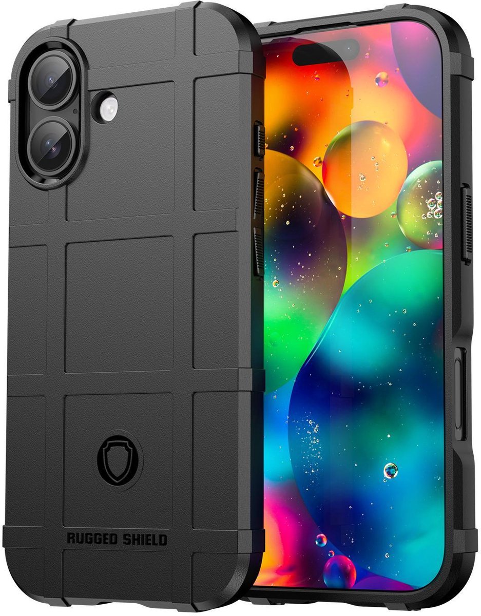 Mobigear Hoesje geschikt voor Apple iPhone 17 Telefoonhoesje Flexibel TPU | Mobigear Rugged Shield Backcover Shockproof | Schokbestendig iPhone 17 Telefoonhoesje | Anti Shock Proof - Zwart