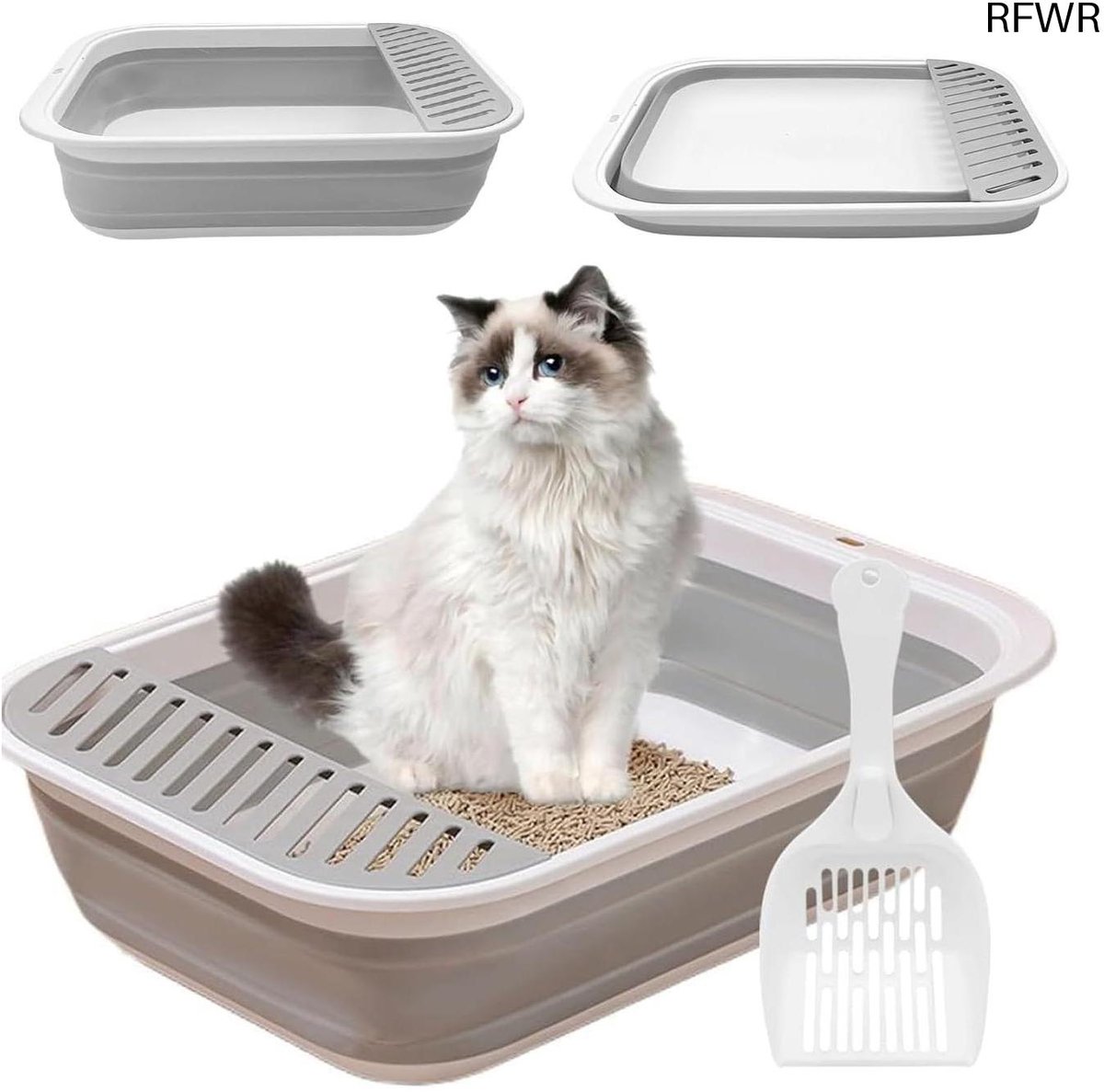 RFWR® Kattenbak Voor Oudere Katten - Lage Open Kattenbak Met Schep