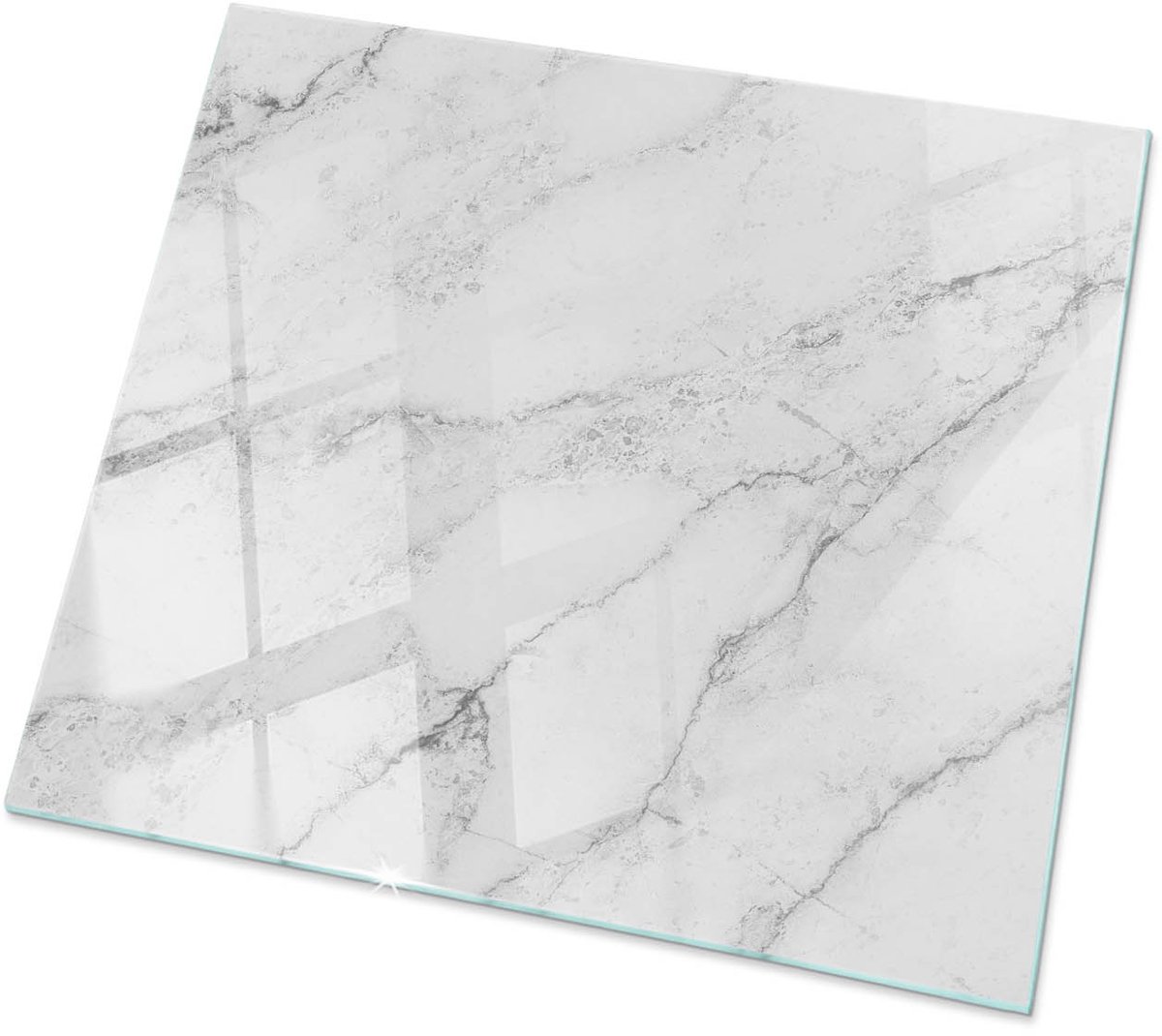 Tulup Tafelblad Glas - Marmeren Oppervlaktepatroon Veiligheidsglas - 60 cm x 60 cm - Wit Gehard Glas - Vierkant Tafelblad Glas - Gehard Glazen Tafelblad Voor de Eettafel in de Eetkamer - Glazen Plaat