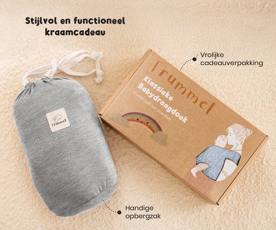 Frummel Baby Draagdoek Grijs - Draagzak - Baby Wrap - Baby carrier - Draagdoek geweven - Baby 0-36 maanden - Newborn van Merkloos — afbeelding 5