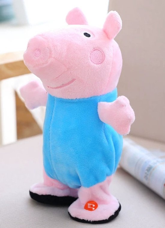 WK Kids Interactieve Pratende Speelgoedbig – 21cm – Met Opnamefunctie, 120 Engelse Liedjes & Lopen – Elektronische Knuffel voor Kinderen - 3xAAA batterijen - blauw