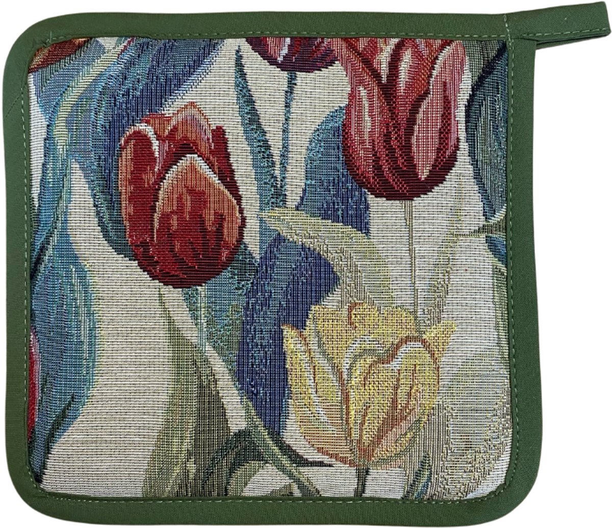 Pannenlap Tulpen – Gobelinstof 20x20 cm – Bloemenprint