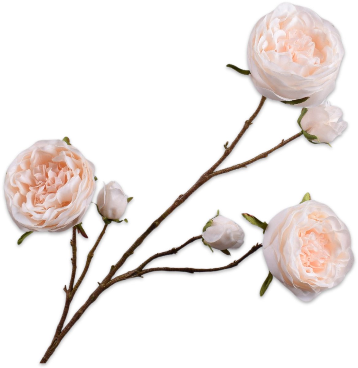 Silk-ka Kunstbloem-Zijde Bloemen Roos TakPerzik-Creme 101 cm