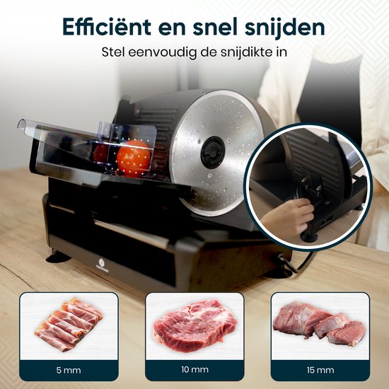 Fleau Kitchen Snijmachine - Inclusief 2x RVS Snijblad - Broodsnijmachine - Vleessnijmachine - Allessnijder - Elektrisch - Krachtig