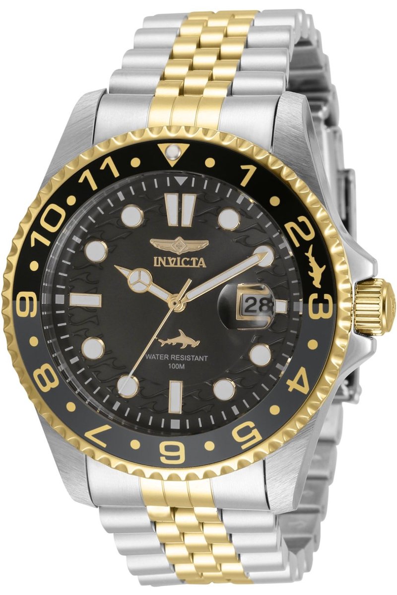 Invicta Pro Diver 35131 Heren Horloge - Waterdicht - Analoog - Quartz Uurwerk - Roestvrij Staal met zwarte Wijzerplaat - 43mm