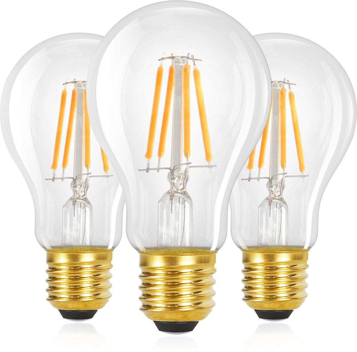 NETTLIFE A60 LED - 3 Stuks - E27 Lampen - Filament lamp - 4W - Vintage Gloeilamp - 2700K Warm Wit Licht - ideaal voor feest | bardecoratie - Transparant