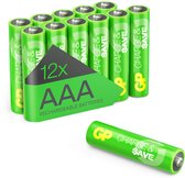 GP Charge&Save, oplaadbare Batterijen AAA 650mAh, NiMH – 12 stuks | Geoptimaliseerde capaciteit voor dagelijks gebruik | AAA batterijen oplaadbaar, voorgeladen, lage zelfontlading, duurzaam alternatief voor wegwerpbatterijen