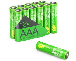 GP Charge & Save Piles AAA rechargeables | Alternative durable aux piles jetables | Capacité optimisée pour une utilisation quotidienne | Préchargé | 12 piles rechargeables AAA