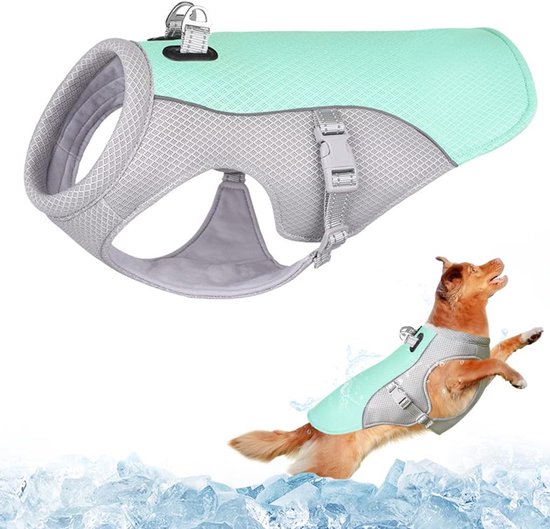 Koelvest voor honden (Blauw, L) - Koeljas Hond - Koelvest voor hond - Verkoeling Hond - Cooling Vest - Met Verstelbare D-ring - Ademende Mesh Hondenjas - UV-bescherming - Verkoelend Harnas - Buiten, Wandelen, Jagen, Wandelen, Zomer