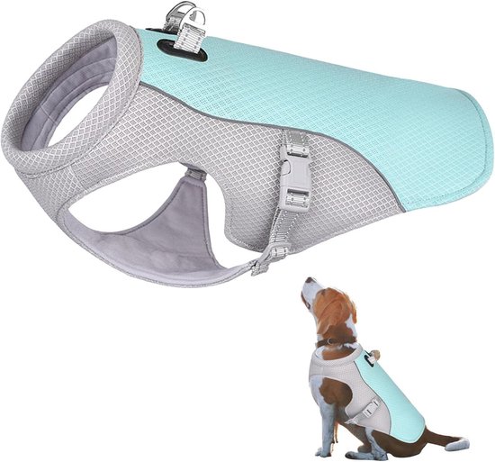 Koelvest voor honden (Blauw, M) - Koeljas Hond - Koelvest voor hond - Verkoeling Hond - Cooling Vest - Met Verstelbare D-ring - Ademende Mesh Hondenjas - UV-bescherming - Verkoelend Harnas - Buiten, Wandelen, Jagen, Wandelen, Zomer