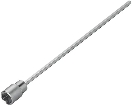 Stalen verlengadapter van 340 mm met een 19 mm dopsleutel, op een witte achtergrond.