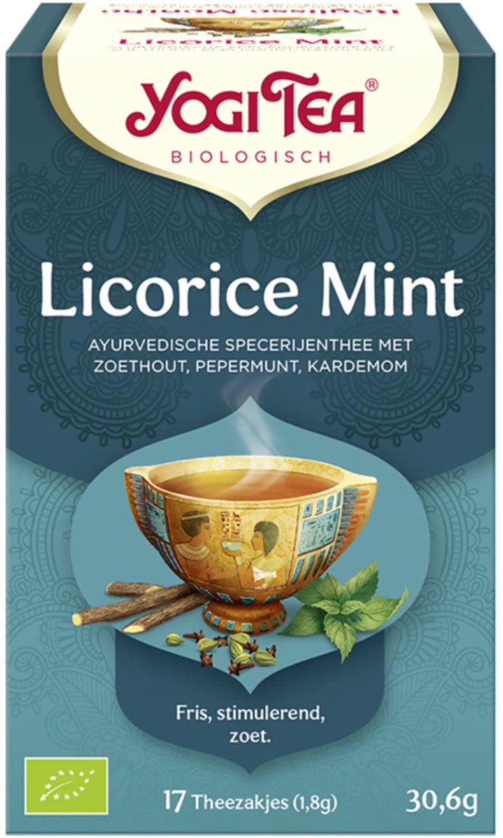 Yogi Tea Licorice Mint Bio - Biologische Kruidenthee met Zoethout, Pepermunt en Kaneel voor Een Verfrissende en Zoete Thee-ervaring