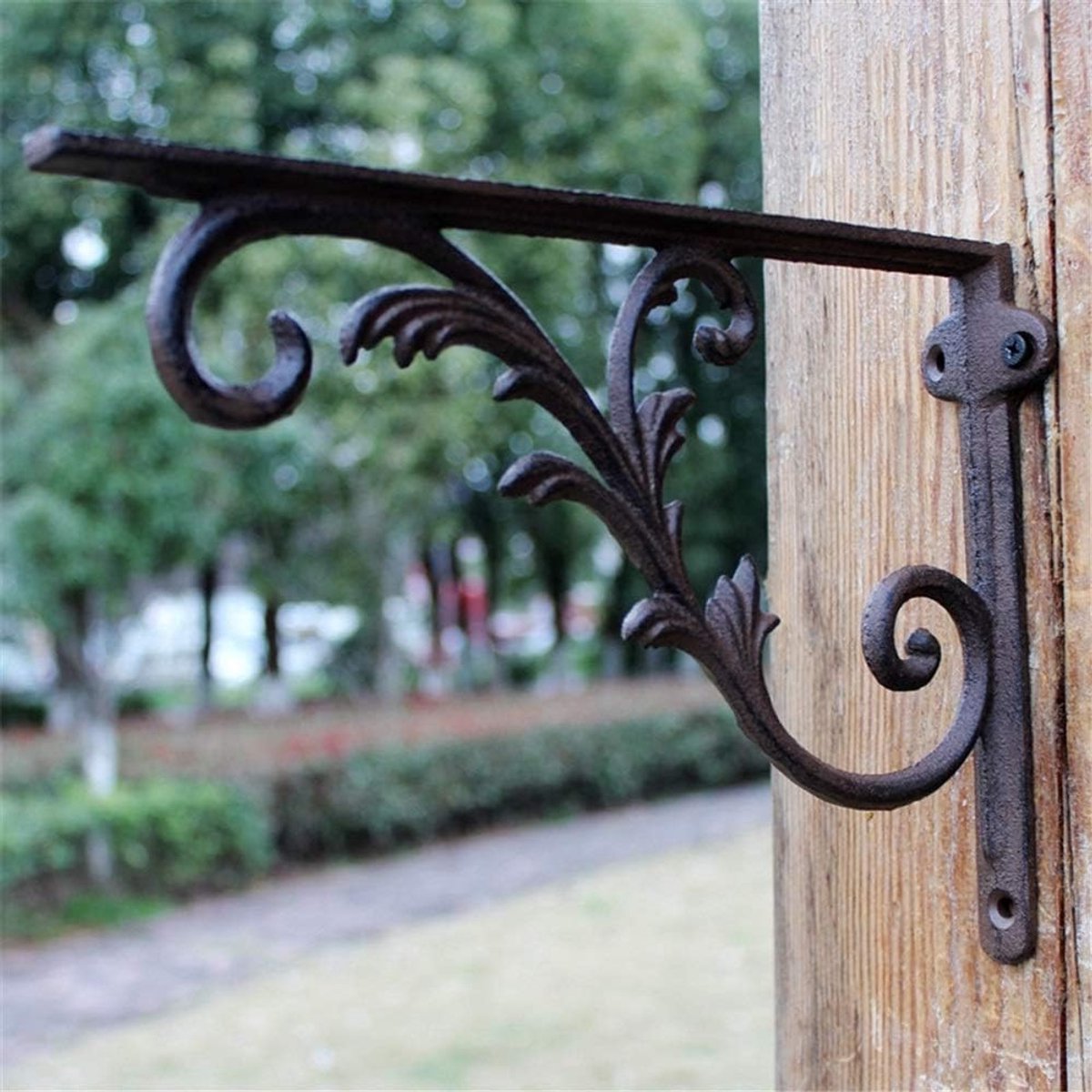 Gietijzeren Plankdrager Bruin 27x19.5 cm – Wandhaak - Muurbeugel Landelijk - Antiek Wandornament - Tuinhaak