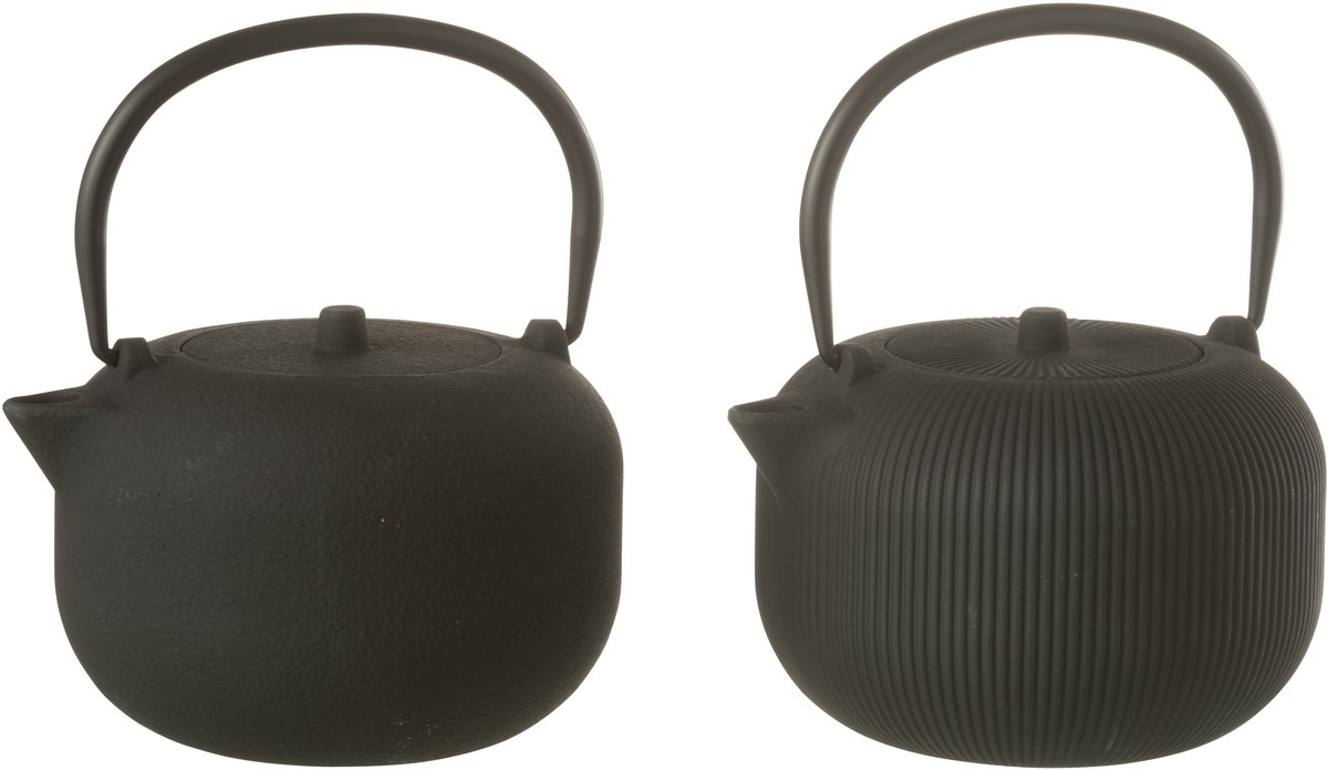 J-Line theepot - metaal - zwart - 2 stuks