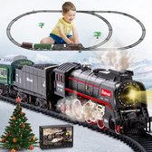 Train Électrique à Vapeur De Noël – Locomotive Avec Fumée, Lumières LED Et Sons Réalistes – 4 Wagons, Rails, Décoration De Sapin