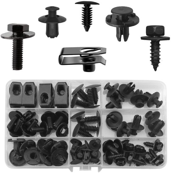 Kit 100 Pièces Fixations Auto Universel, Vis De Soubassement, Vis D'Aile De Carrosserie, Clips En Plastique Rivet Fixations - Kit - Auto