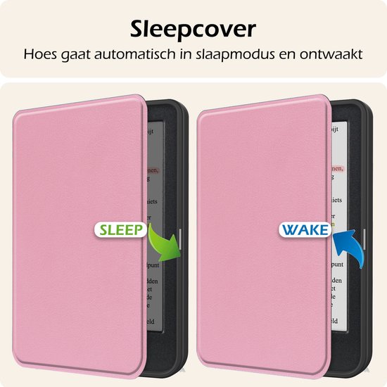Hoesje Geschikt voor Kobo Clara Colour Hoes Book Case - Hoes Geschikt voor Kobo Clara Colour Hoesje Book Cover - Roze van Merkloos — afbeelding 3