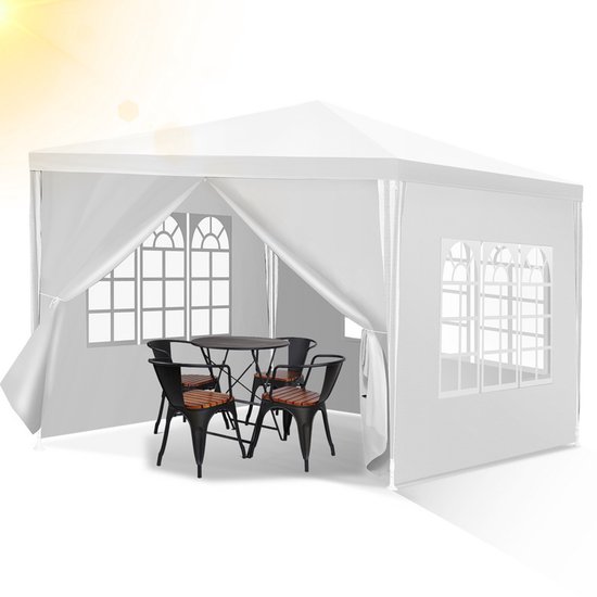 Tente de réception de Garden avec parois latérales - Pavillon - 3x3 - Étanche - Wit