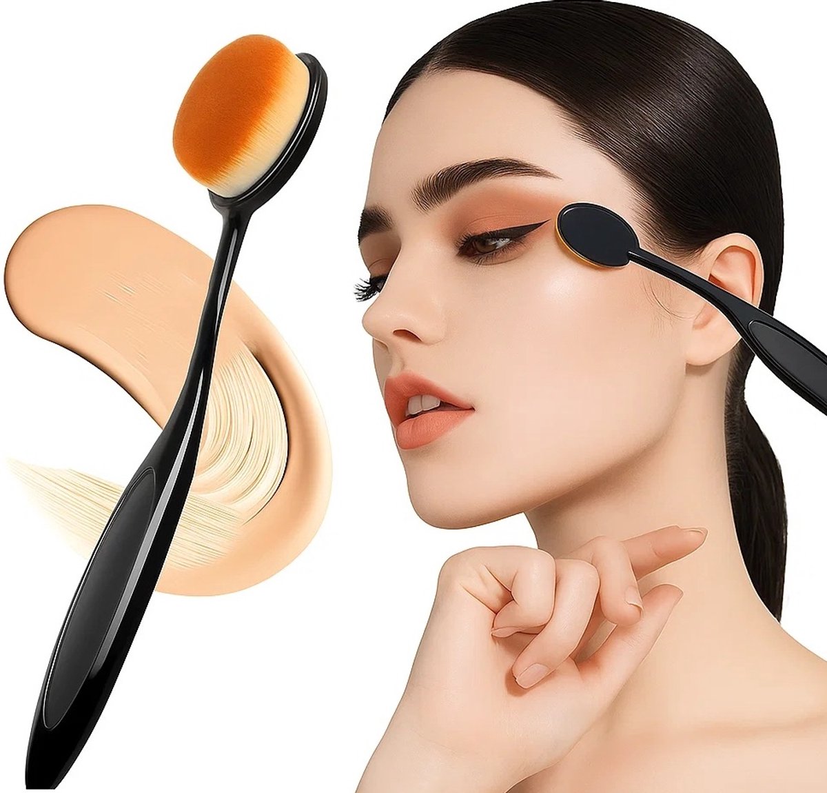 Goedkoopste Ovale Foundation Kwast I Make up Kwast I Brush I Voor Vloeistof, Crème & Poeder I Zachte Nylon Haren I Gemakkelijk Schoon Te Maken
