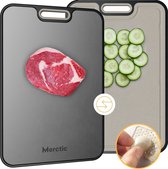 Merctic® Titanium Snijplank - Dubbelzijdige Snijplank - Microplastic Vrij - Anti Bacterieel - Extra Hygiënisch - Rapsfunctie - Sapgeul - Anti Slip
