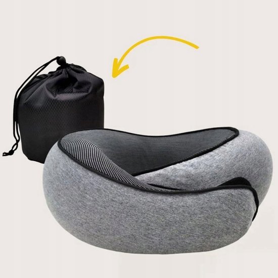 Memory Foam U-vormig kussen - Ergonomisch ontwerp - Zacht en huidvriendelijk - Nekondersteuningskussen - Grijs - Perfect voor dutjes