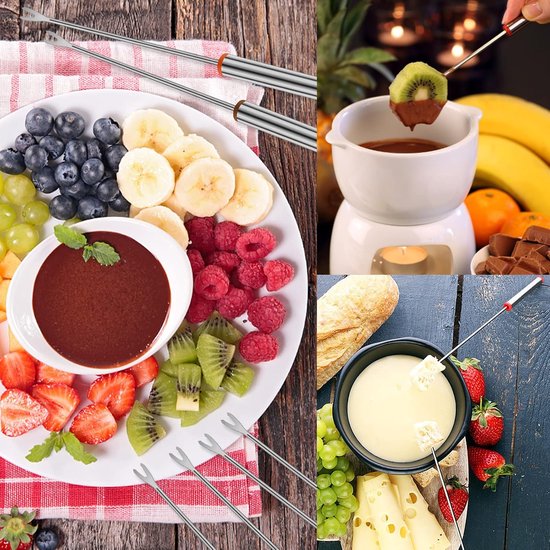 Fonduevorken 12 Stuks - Fondue Vorkjes - Fonduevork- Fondue Vorkjes Voor Vlees - Fonduevorkjes - Fondue Prikkers - Fondue Prikkers - Fonduevorken Set - Kaasfondue Vorkjes - Rvs - 24 Cm - Voor Chocoladefontein Kaasfondue Gebraden Marshmallows Fruit — afbeelding 4