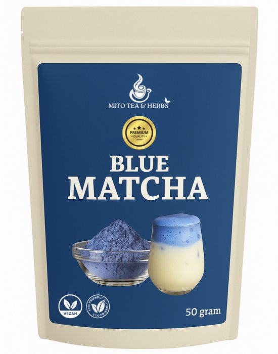 Premium Blue Matcha Thee - Blauwe Vlindererwt Poeder - Rijk aan Antioxidanten