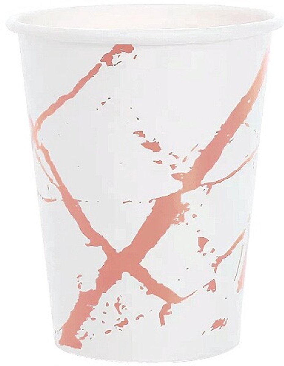 Kartonnen Bekers - Marble Roségoud - 20 stuks