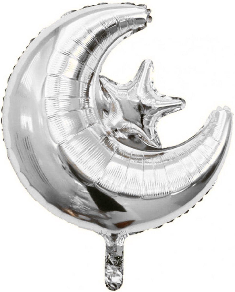 Folieballon Maan & Ster Zilver - 49x57cm