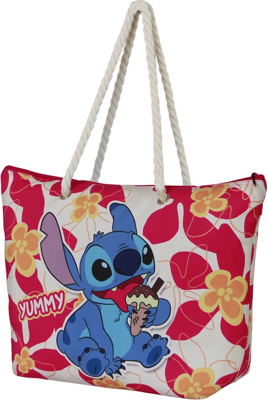 Karactermania - Disney - Lilo en Stitch - IJsje - Zon - Strandtas met rits - Boodschappentas - Roze