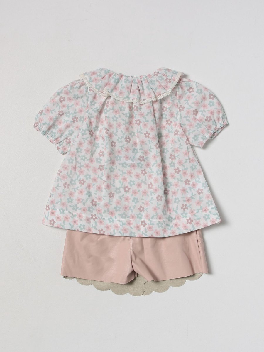 Floral Print Top Shorts Set Kids - White Ropes Cords