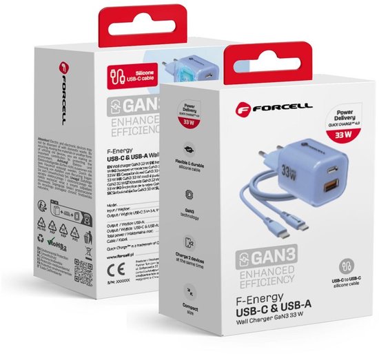 Samsung- Chargeur rapide - 33 W - USB C + USB A QC4.0 0 33 PD - Chargeur de téléphone + USB C vers USB C