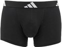 Zwarte boxershorts met brede elastische band met witte Adidas-strepen.