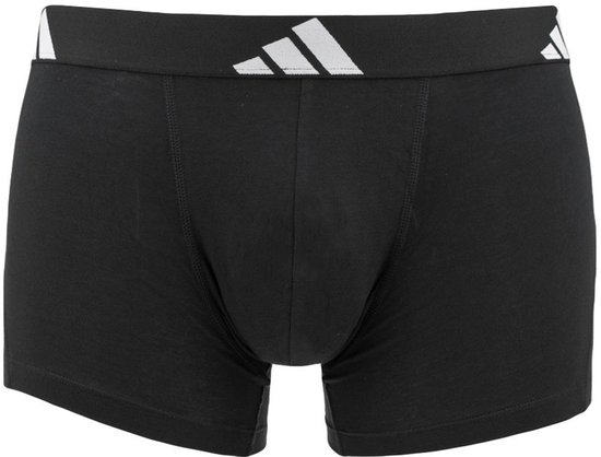 Zwarte boxershorts met brede elastische band met witte Adidas-strepen.