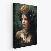 FineArtia - Robe à coiffe florale royale - Peinture sur toile - 60 x 90 cm - Décoration de salon - Marron ; Zwart - Peinture de chambre - Décoration murale