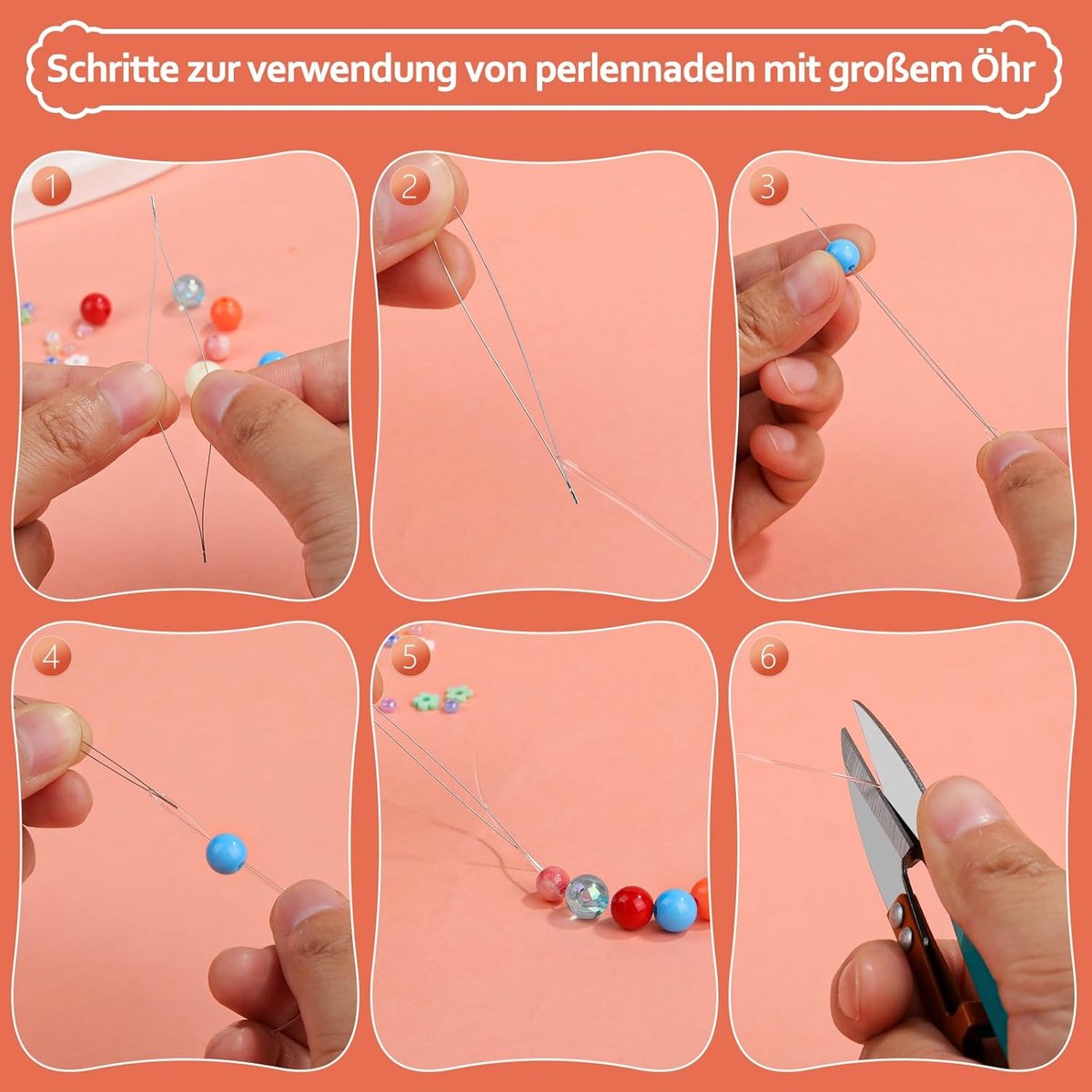 Kit Complet 25 Aiguilles à Perles + Fils Élastiques – Aiguilles Longues, Gros Chas, Pliables, Idéal Bracelets, Colliers & Bijoux Perles De Rocaille
