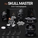 Het 8-in-1 verzorgingsset van de Skull Master met accessoires, verpakking en reistas.