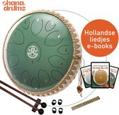 Ohana Drums® Tongue drum – Handpan – Jade Groen – 36 cm Ø – Klankschaal – 15 noten – Yoga Drum – Muziekinstrument voor kinderen - Chakra meditatie en ontspanning - Incl. Hollandse liedjes e-book