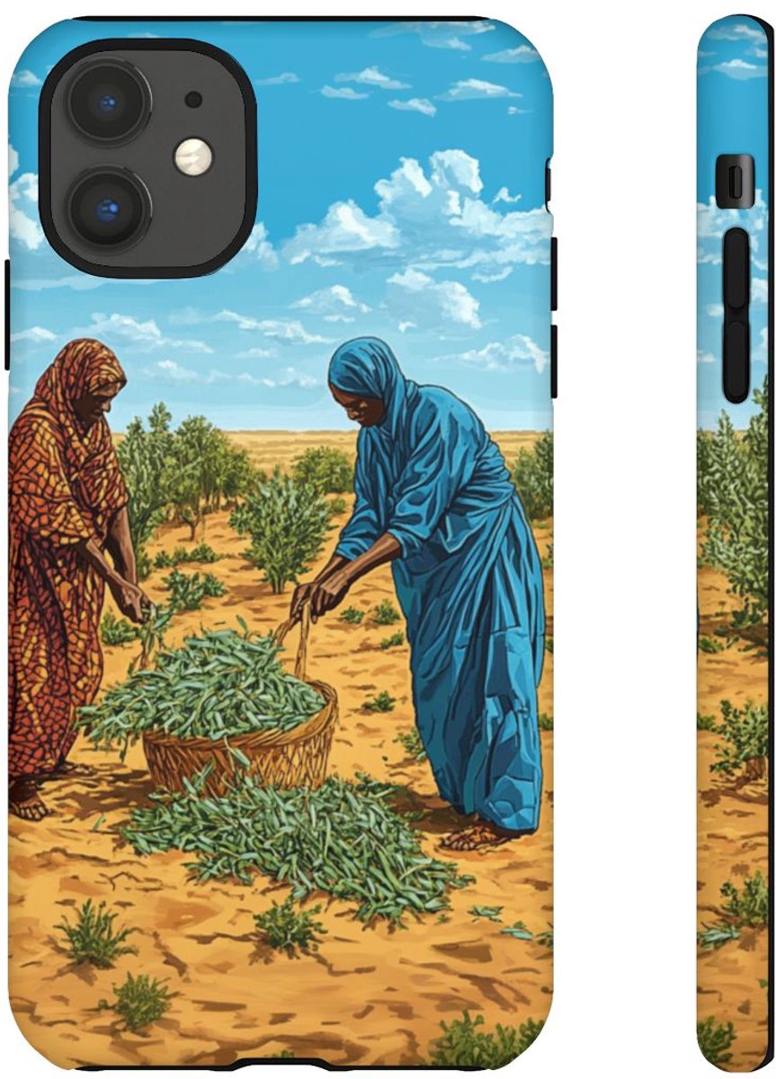 Vrouwen Oogsten Gewassen in Woestijnlandschap – Telefoonhoesje Geschikt voor iPhone 11