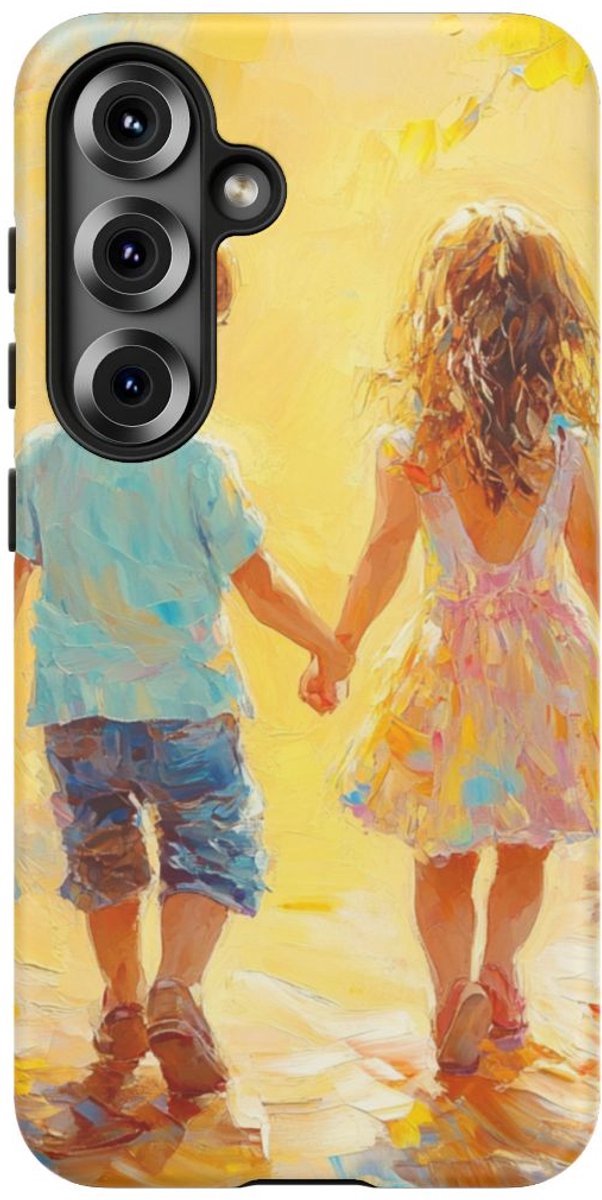 Kinderen Hand in Hand Schilderij – Telefoonhoesje Geschikt voor Galaxy S25