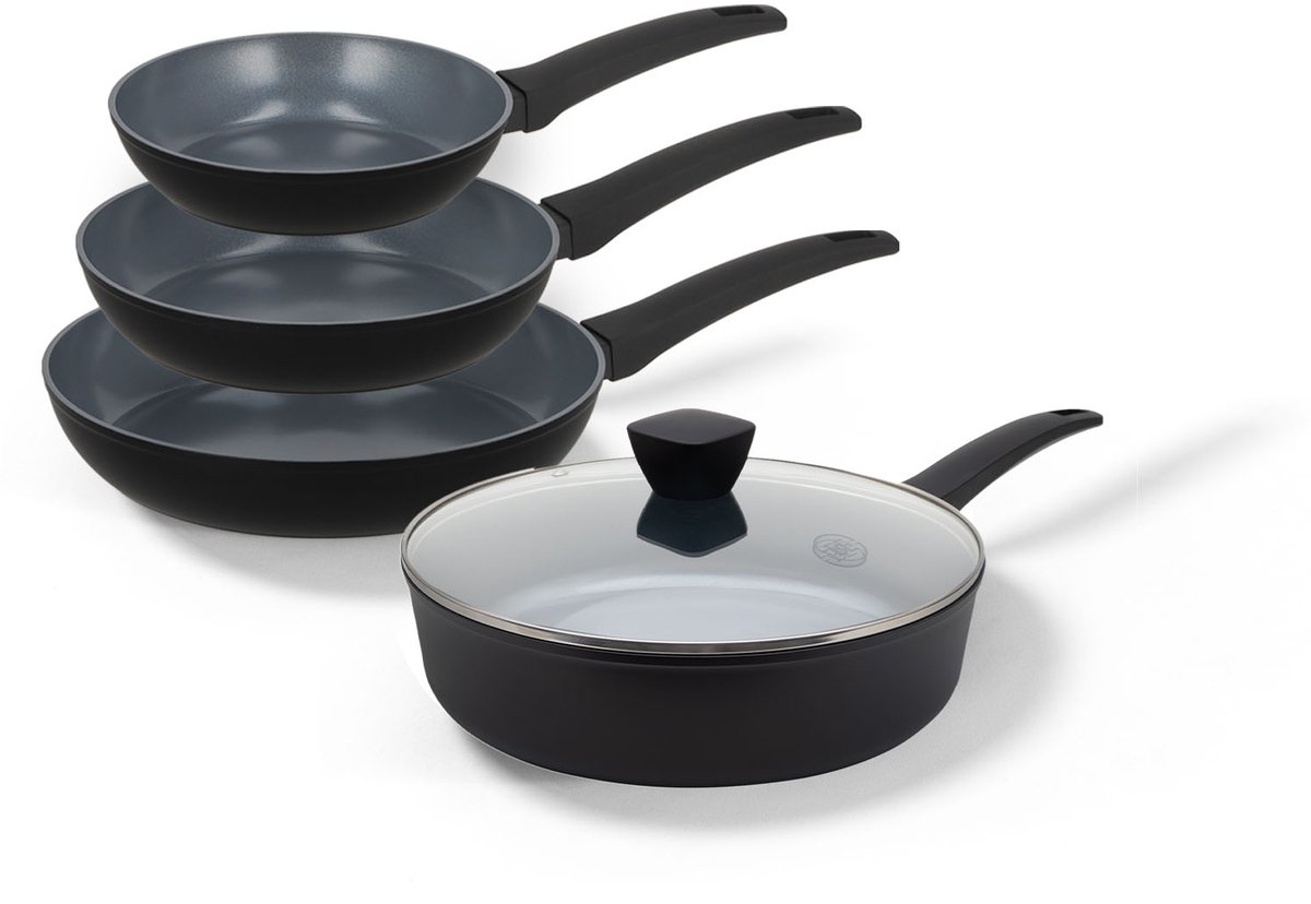 Induction Antiadhésif Poêle À Frire Avec Couvercle, 28Cm Céramique