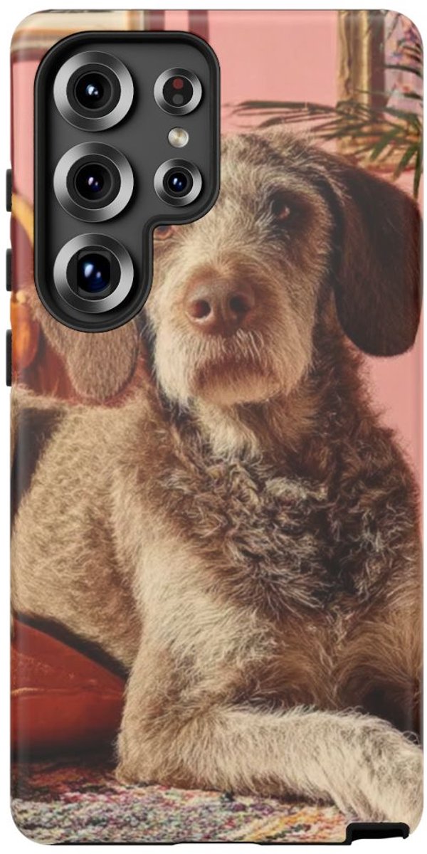 Bruine Hond Ontspant Binnen – Telefoonhoesje Geschikt voor Samsung Galaxy S25 Ultra