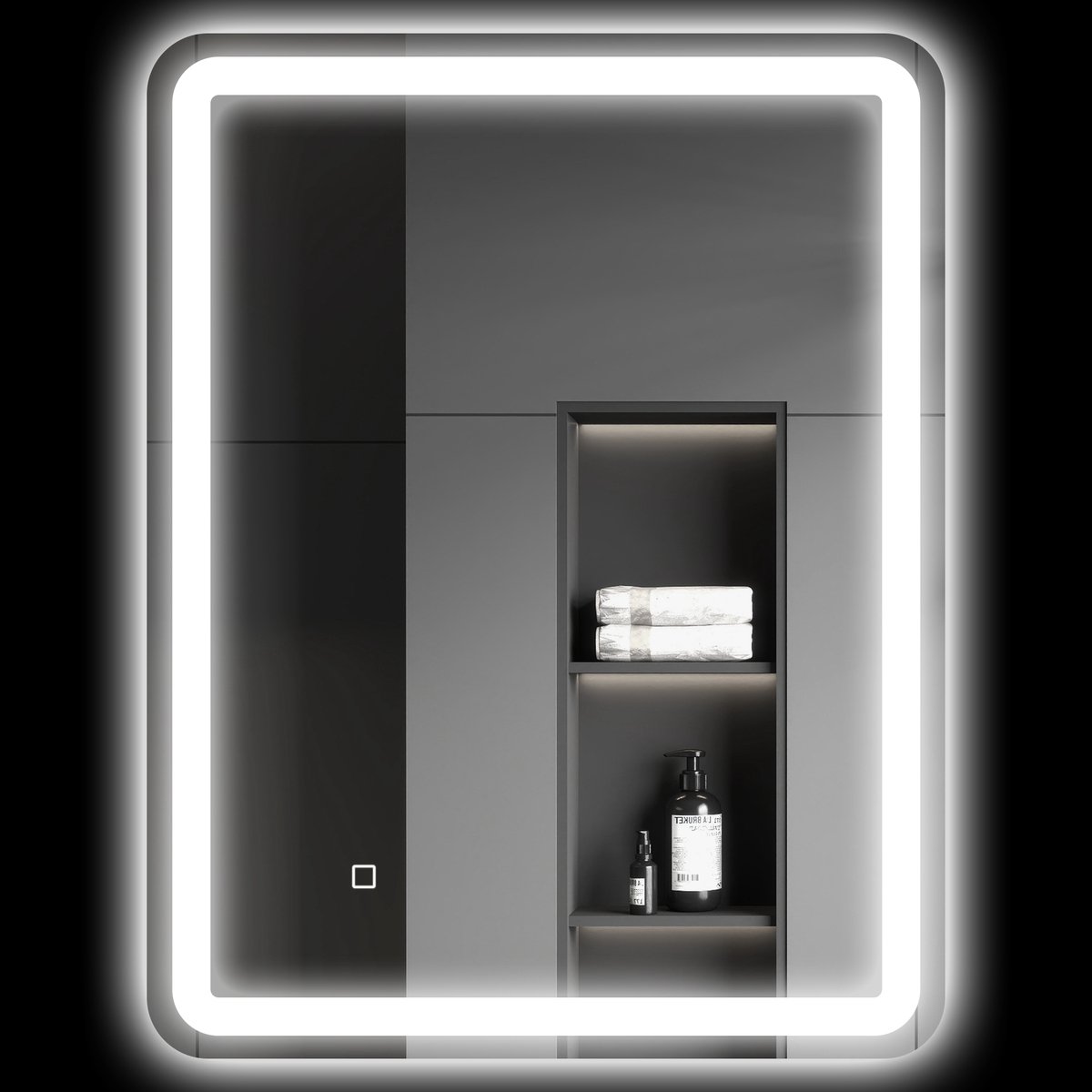 HOMCOM-Badkamerspiegel-70x4x90cm-Gehard Glas-Zilver