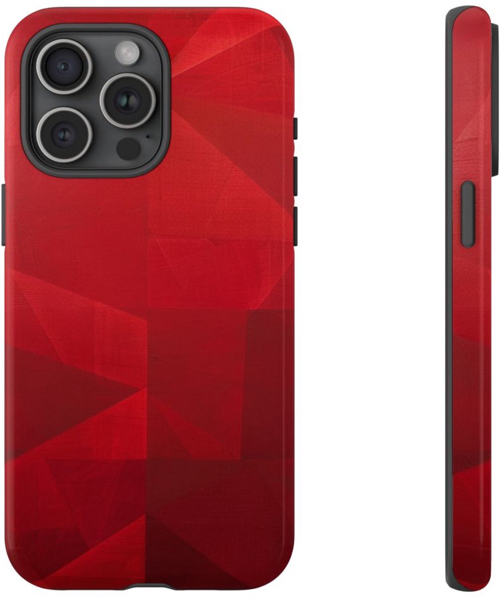 Rood Geometrisch Abstract Ontwerp – Telefoonhoesje Geschikt voor iPhone 15 Pro Max