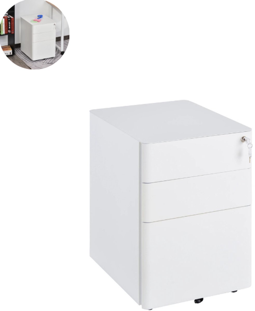 Archiefkast - Dossierkast - Roldeurkast - Kantoorkast - Opbergkasten met deuren - Archiefkast Metaal - 39 x 48 x 59 cm - Wit